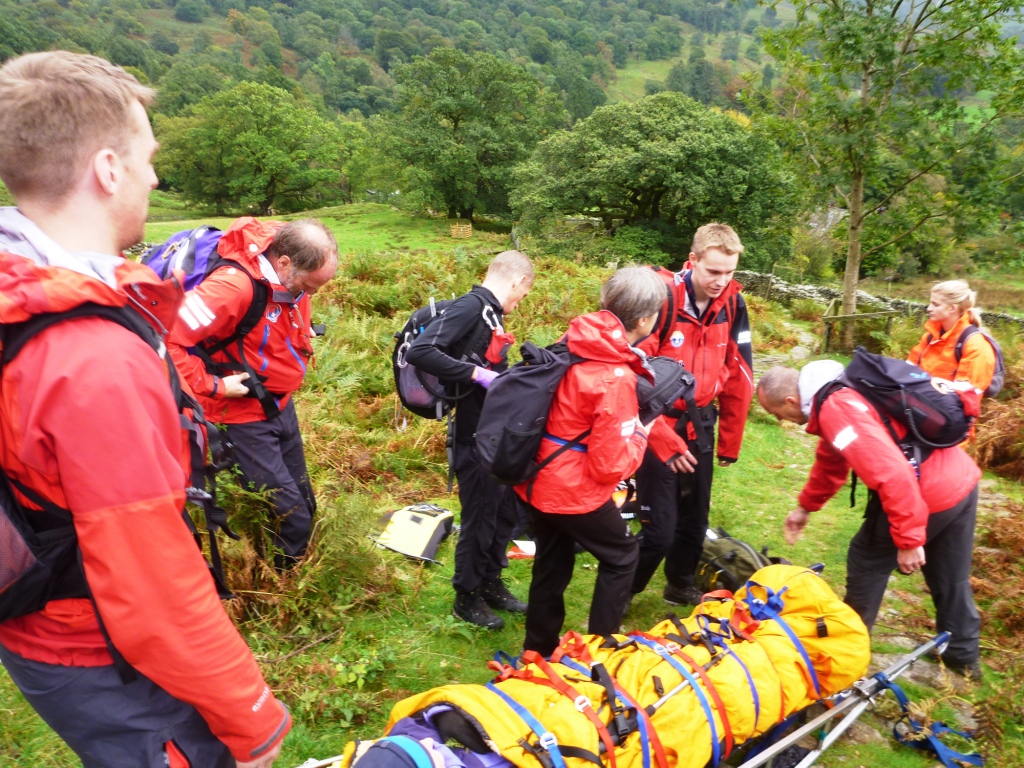 Casualty loaded on stretcher