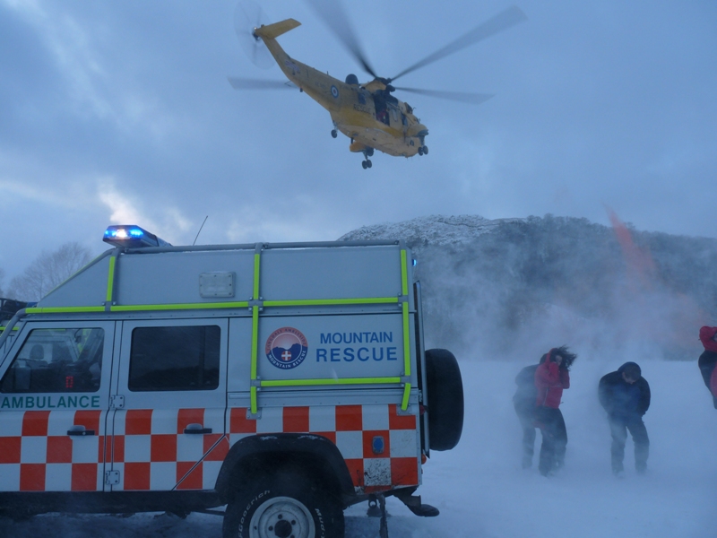 Temporary blizzard generated by departing helicopter.