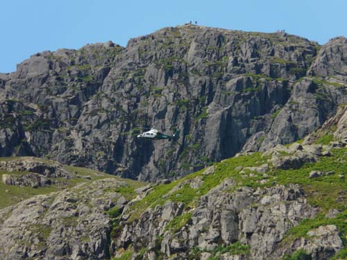 Great North Air Ambulance lands above the casualty at Stickle Tarn