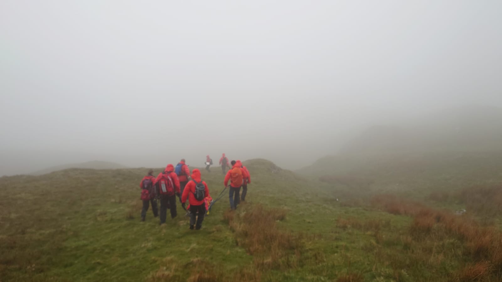 Heron Pike descent in wet conditions