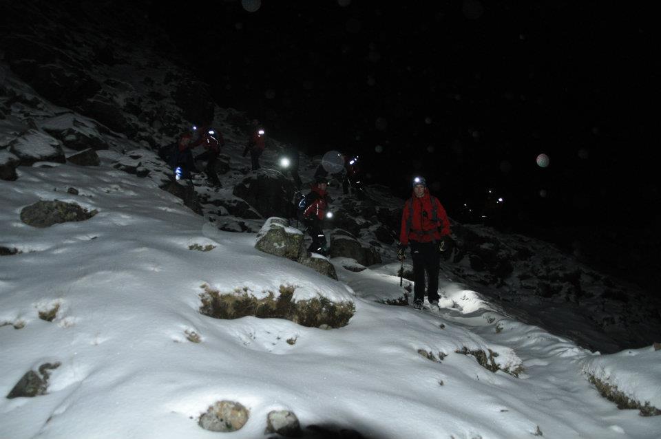 Descending from Harrison Stickle on rescue 100