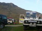 Equipment is organised at the base of the crag