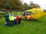 Casualty loaded in to air ambulance